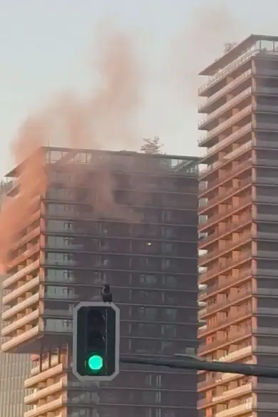 Carousel Slide Image of Feuer im Triiiple Tower: Großeinsatz in Wien