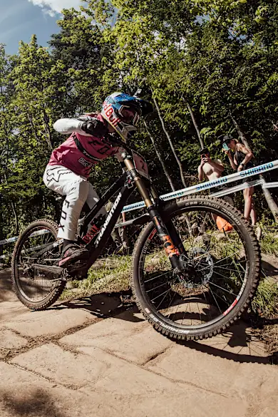 Carousel Slide Image of Women's DH 2nd place run, Mont-Sainte-Anne