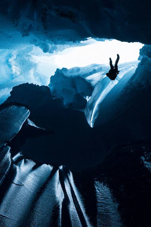 Will Gadd explores inside a glacier