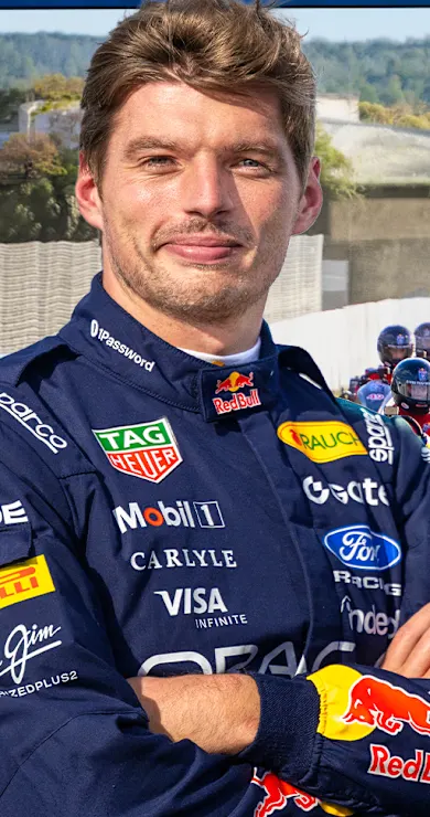 Carousel Slide Image of Max Verstappen vs 100 amateur kart racers