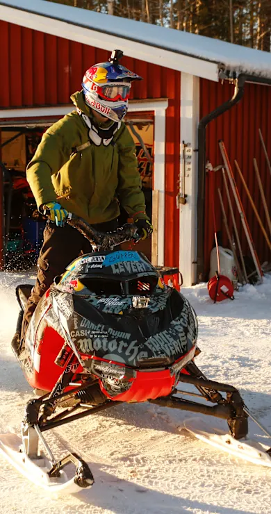 Carousel Slide Image of Snowmobile double backflip